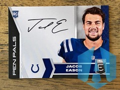 Jacob Eason 2020 Donruss Elite Pen Pals Rookie Auto On Card #PP14 Colts